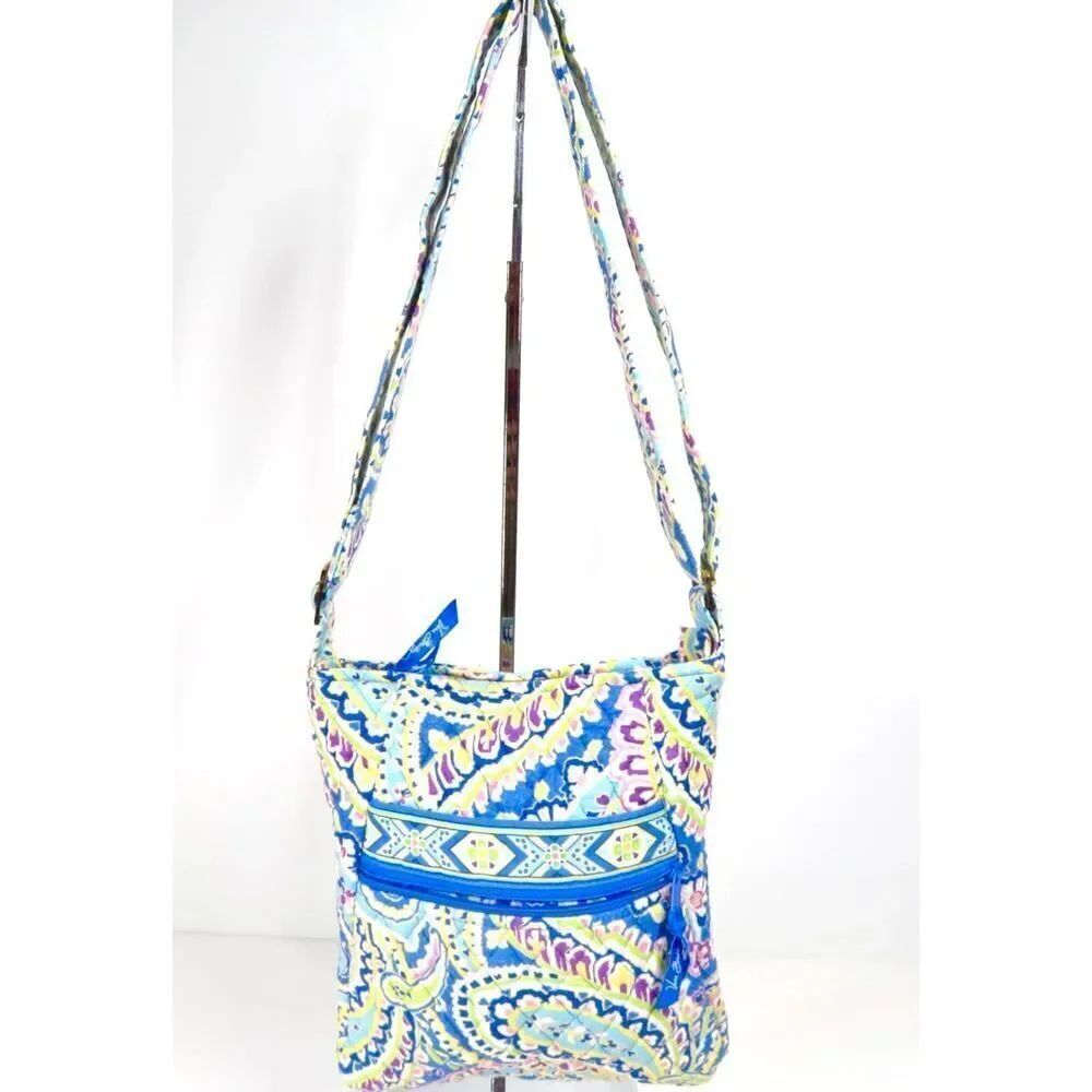 Vera Bradley Hipster Purse Capri Blue Paisley Quilted Womens Convertible Bag Pur